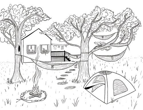 Backyard Camping Coloring Book Page