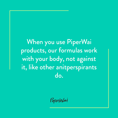 Graphic explaining the difference between PiperWai Natural Deodorant and anitperspirants