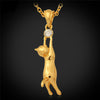 Image of Cute Cat Necklace Jewelry 18K Gold/Platinum Plated with Rhinestone