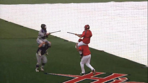 Jousting at Baseball park during rain delay