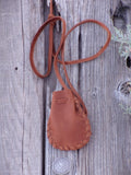 Leather medicine bag . Leather crystal bag , Necklace bag