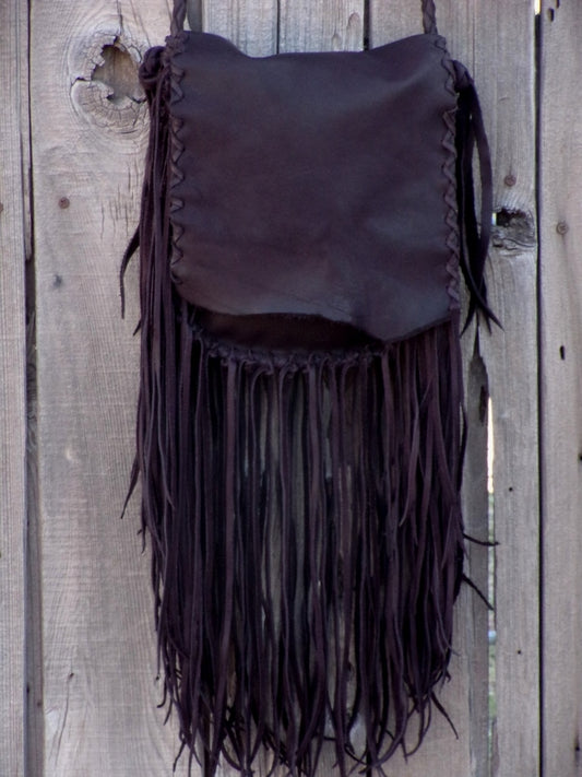 Fringe Gypsy Handbag - Black Fringed Leather — Seadrift Soul