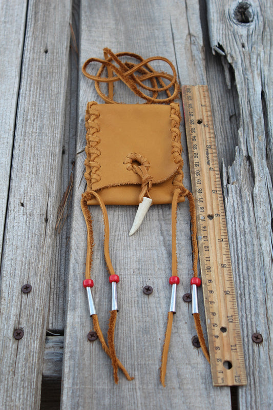 Vegan Leather Medicine Bag Bear Totem Medicine Pouch Amulet 