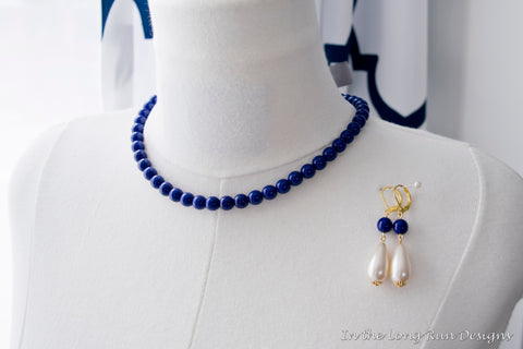 lapis necklace and earring set