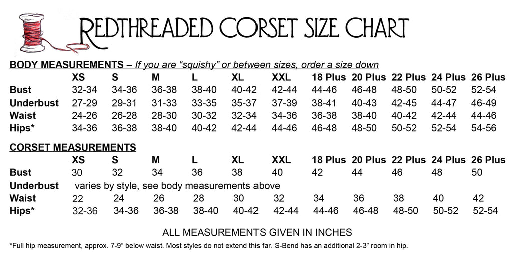 Size Charts – Redthreaded