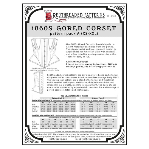 1860s Gored Corset — Custom-Sized – Redthreaded