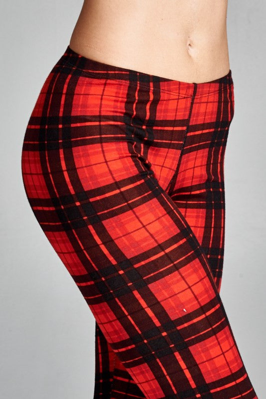 Red Plaid Checkered Leggings Katana Couture 1723