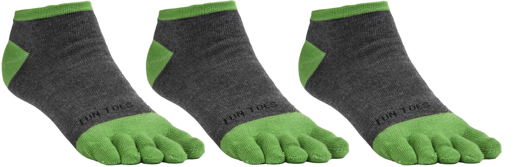 FUN TOES Men's Toe Socks Barefoot Running Socks Size 10-13 Shoe Size 6 -  12.5 Pack of 3 Pairs Black