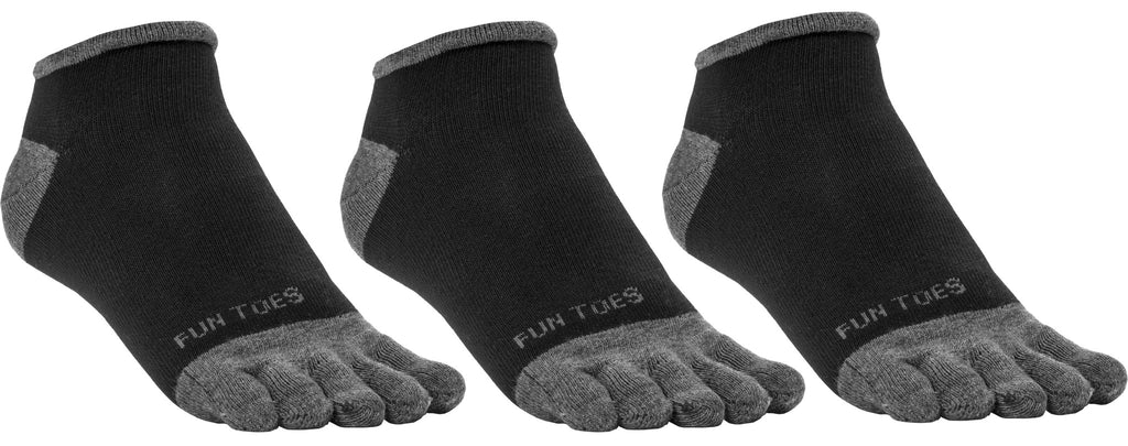 FUN TOES 3 Pairs Men's COTTON Toe Socks Breathable Mesh Top Size 10-13