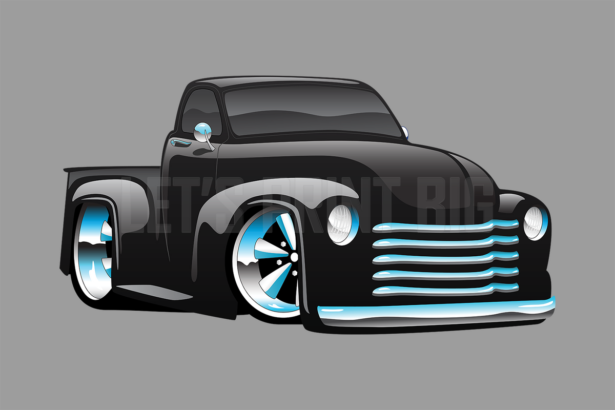 Car Art 1950's Pickup Truck Cartoon 2 Wall Decal – Let's Print Big