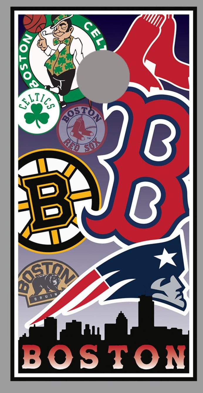 Boston Sports Cornhole Board Wraps - Vinyl Decals, Wrap