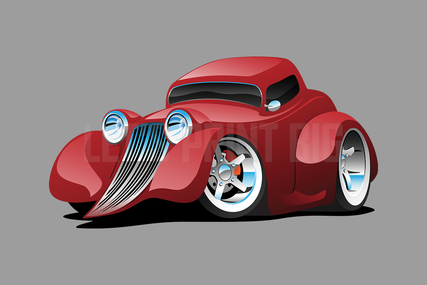 Car Art Muscle Car Coupe Cartoon 15 Wall Decal – Let's Print Big