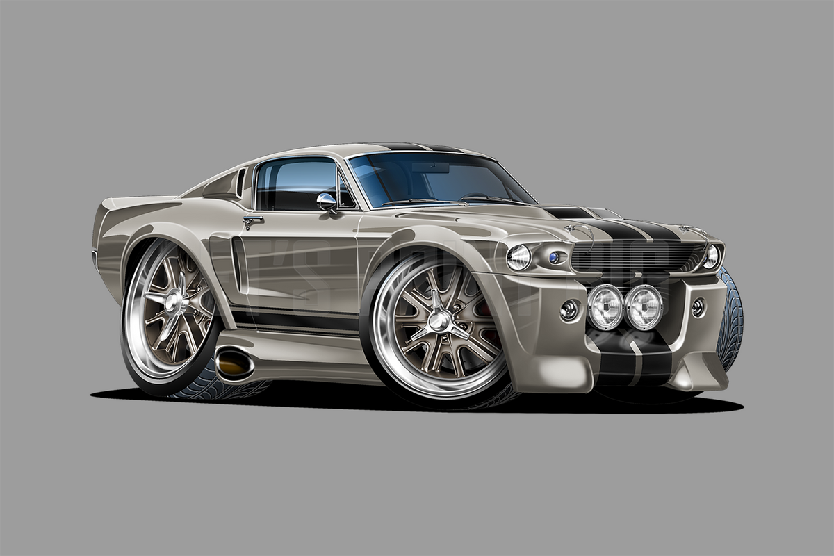 Car Art 1967 Shelby Mustang GT500 Eleanor Cartoon Wall Decal – Let's