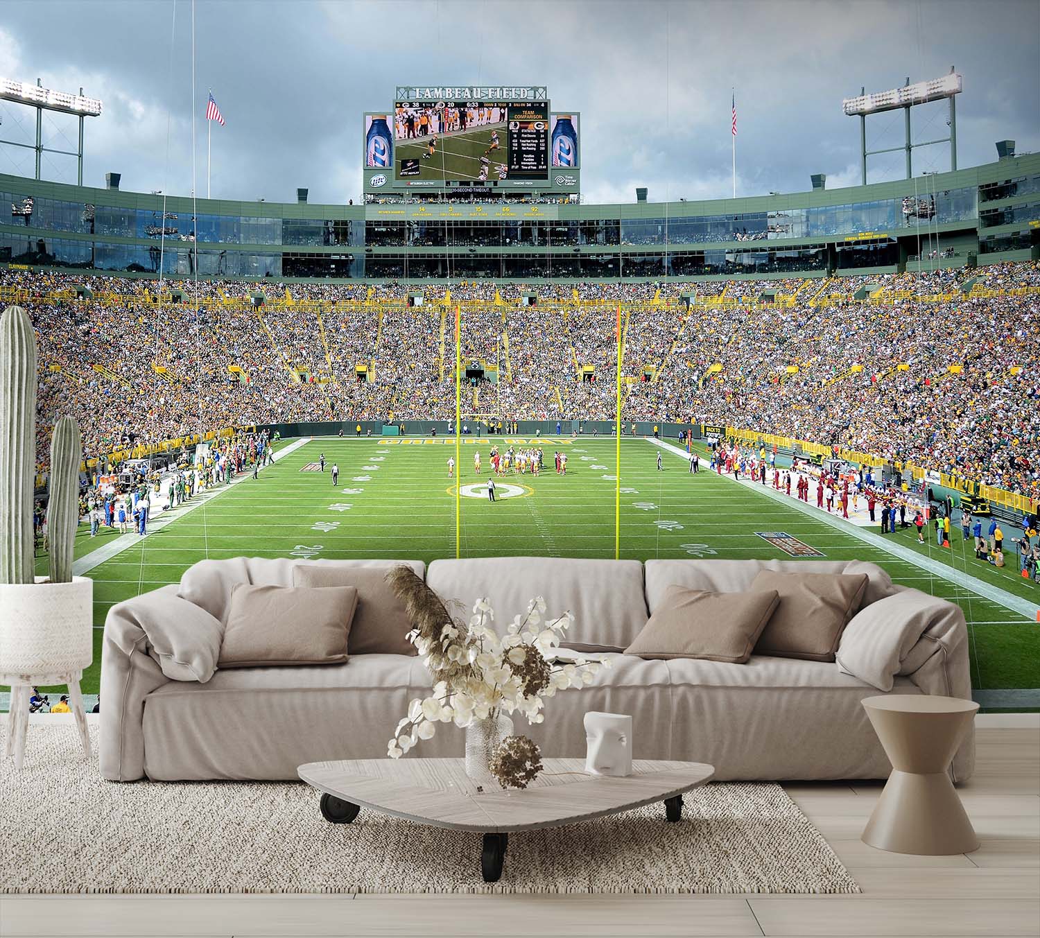 Green Bay Packers: Lambeau Field Endzone View Mural - Officially Licen