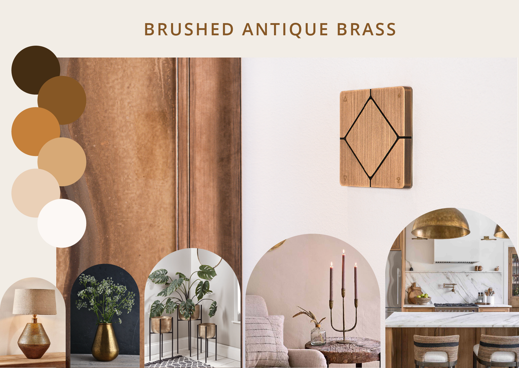 Brushed Antique Brass moodboard for interior design