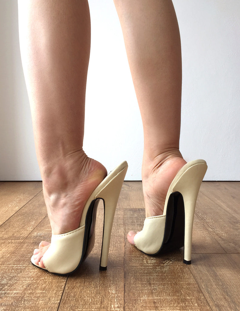 cream mules heels