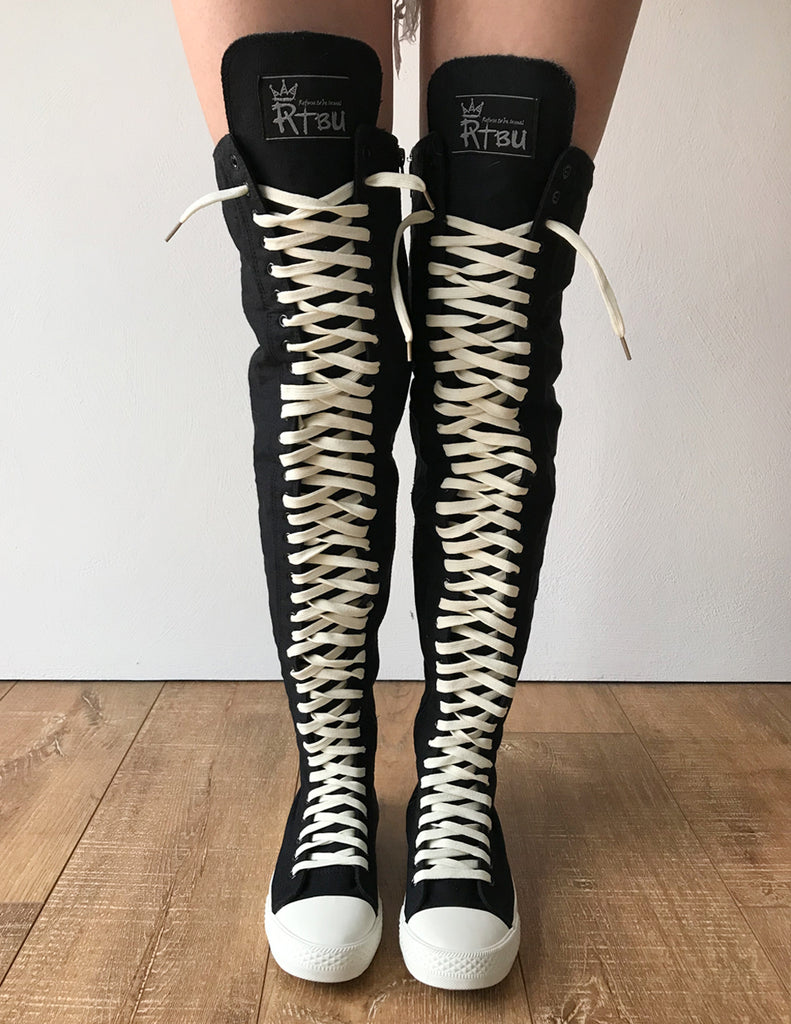 thigh high converse lace up sneakers
