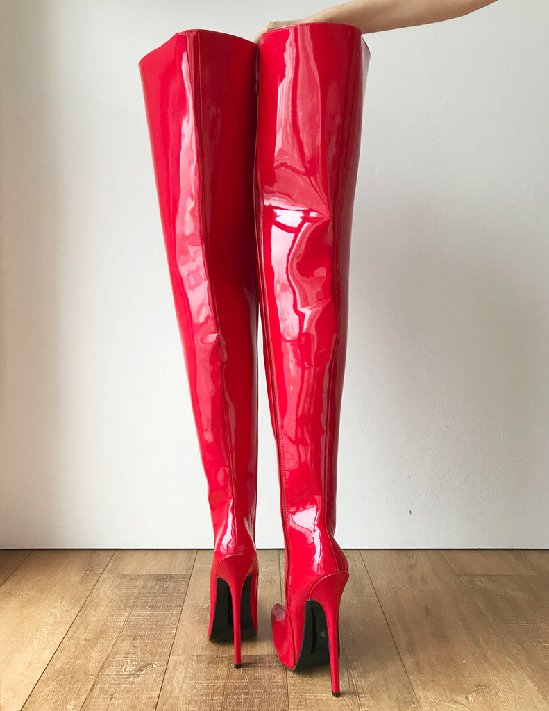 RTBU CHRIS Hard Shaft Customized Crotch Hi 18cm Stiletto Boot Red Pate ...