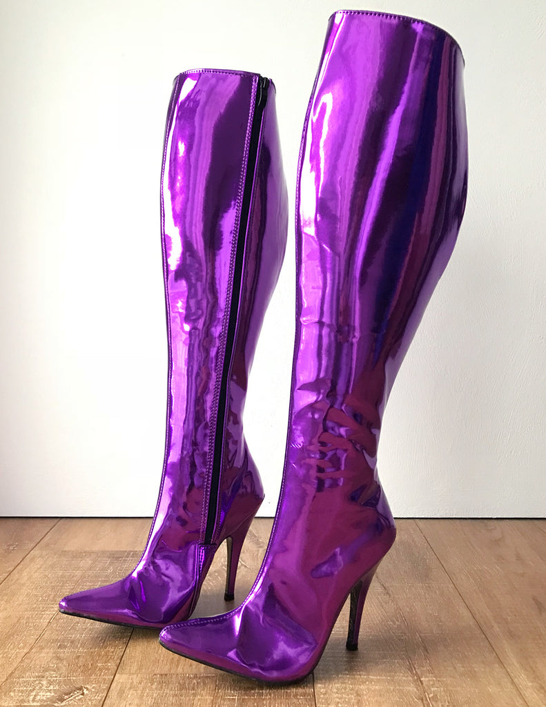 metallic purple boots