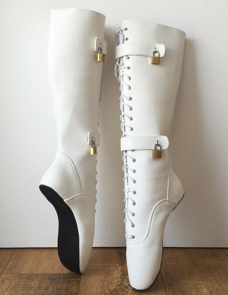 white ballet heels