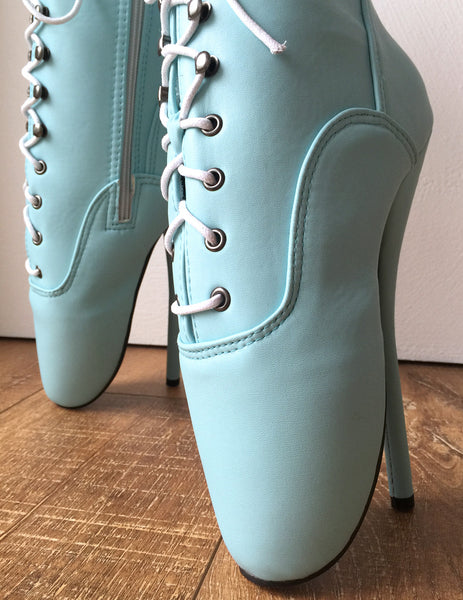 18cm Fetish Ballet BDSM Calf Pointe Boot Charm Burlesque Tiffany Blue ...