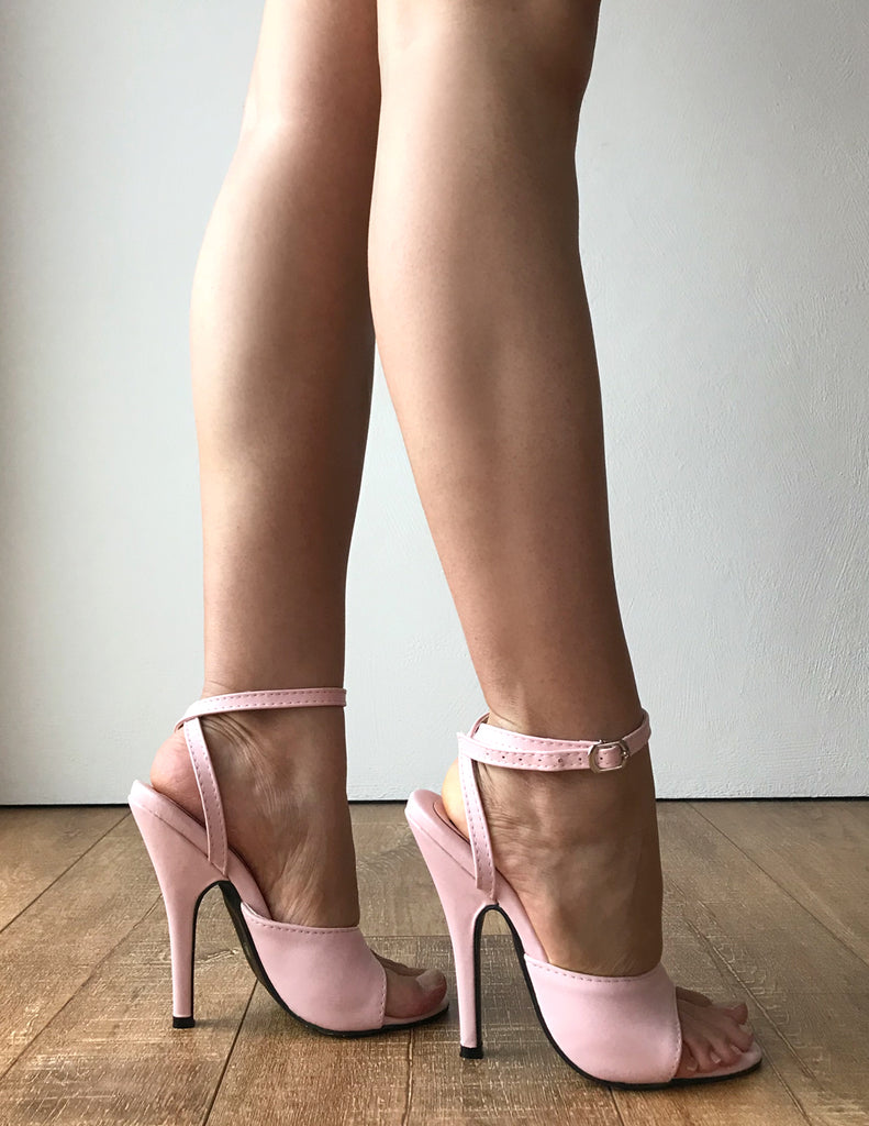 RTBU SALMA 12cm Stiletto Heel Wrap Strap Sandals Slipper Pale Pink Mat ...
