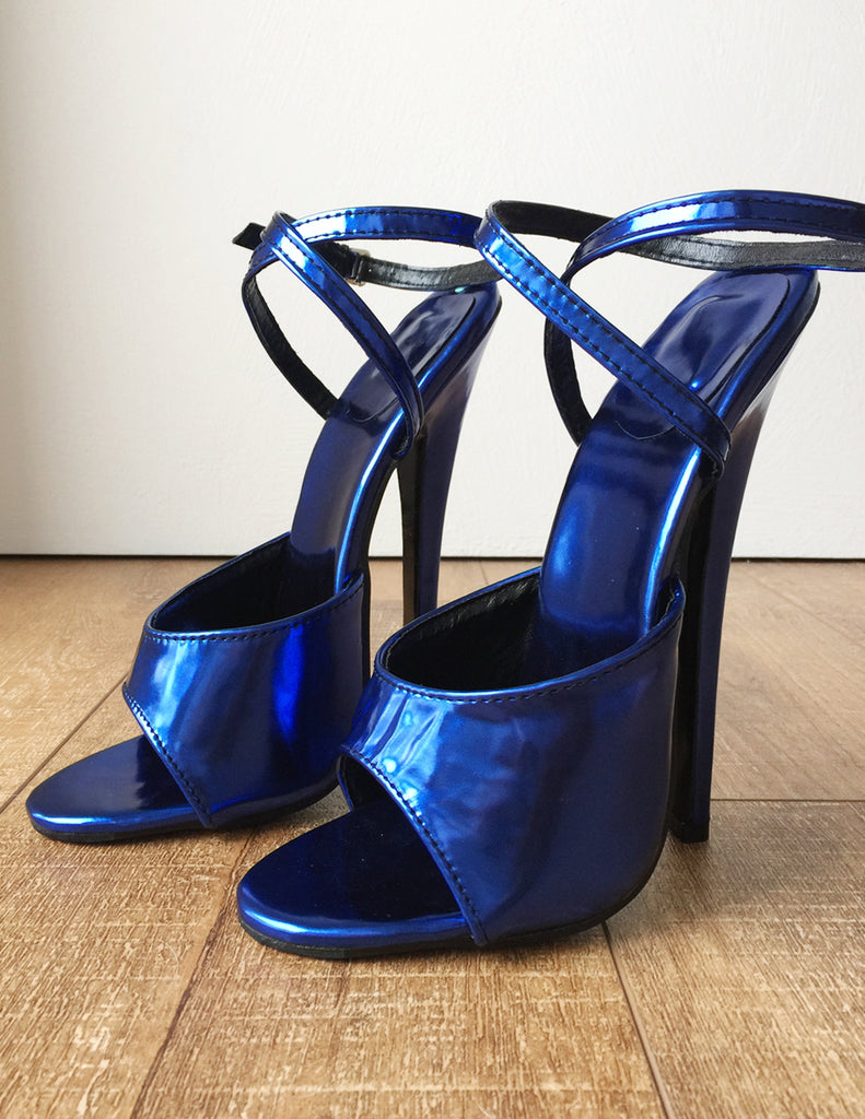 metallic blue sandals