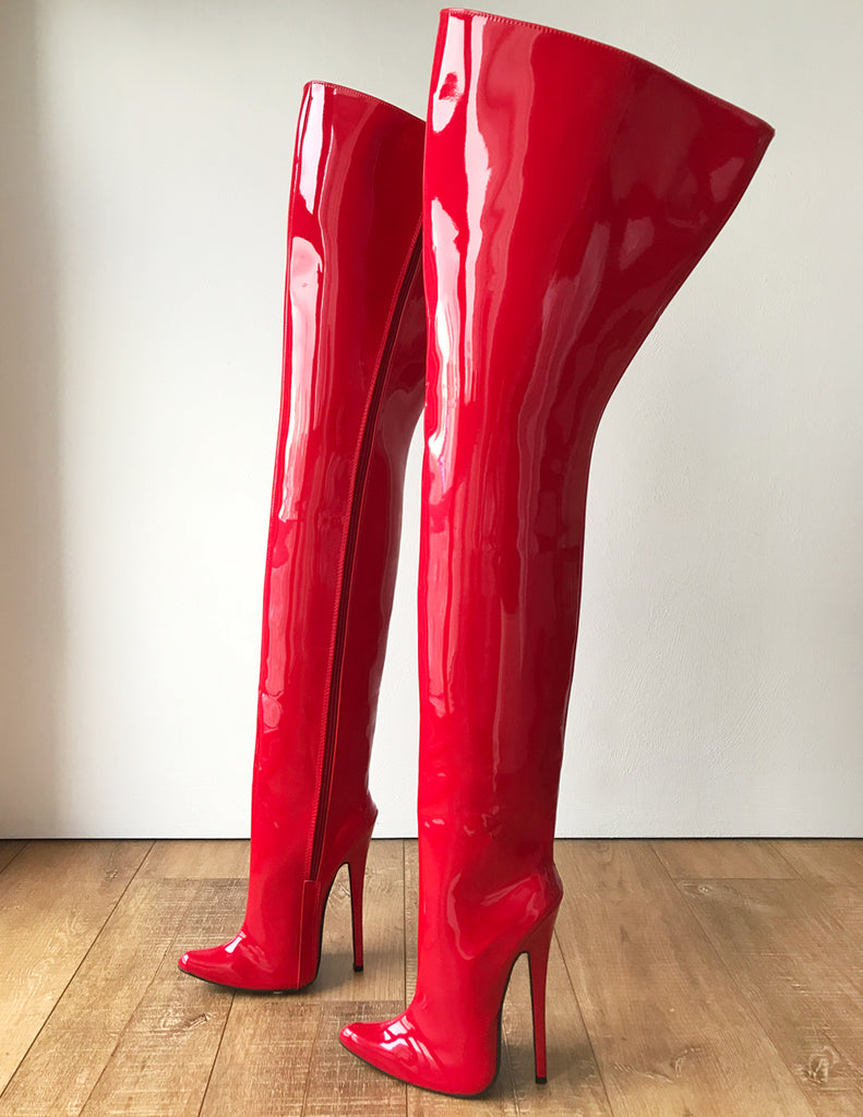 RTBU STIGMA Hard Shaft Customized Crotch Hi 18cm Stiletto Boot Red Pat ...