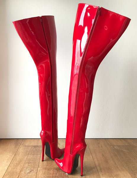 RTBU STIGMA Hard Shaft Customized Crotch Hi 18cm Stiletto Boot Red Pat ...