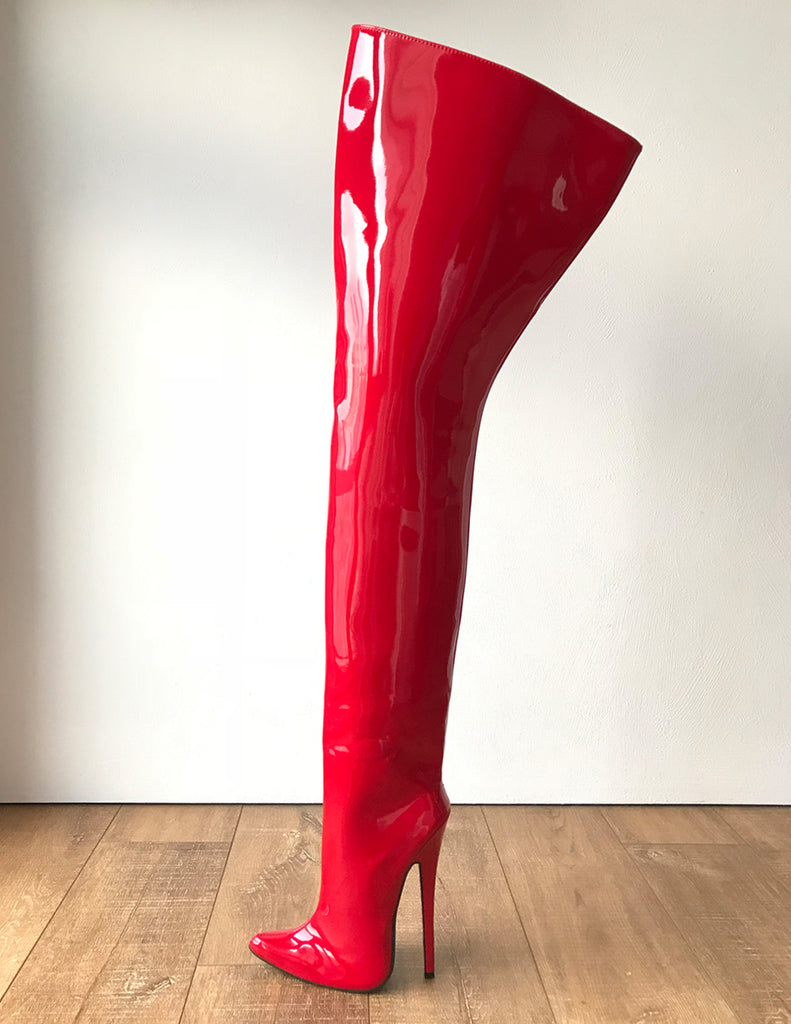 RTBU STIGMA Hard Shaft Customized Crotch Hi 18cm Stiletto Boot Red Pat ...