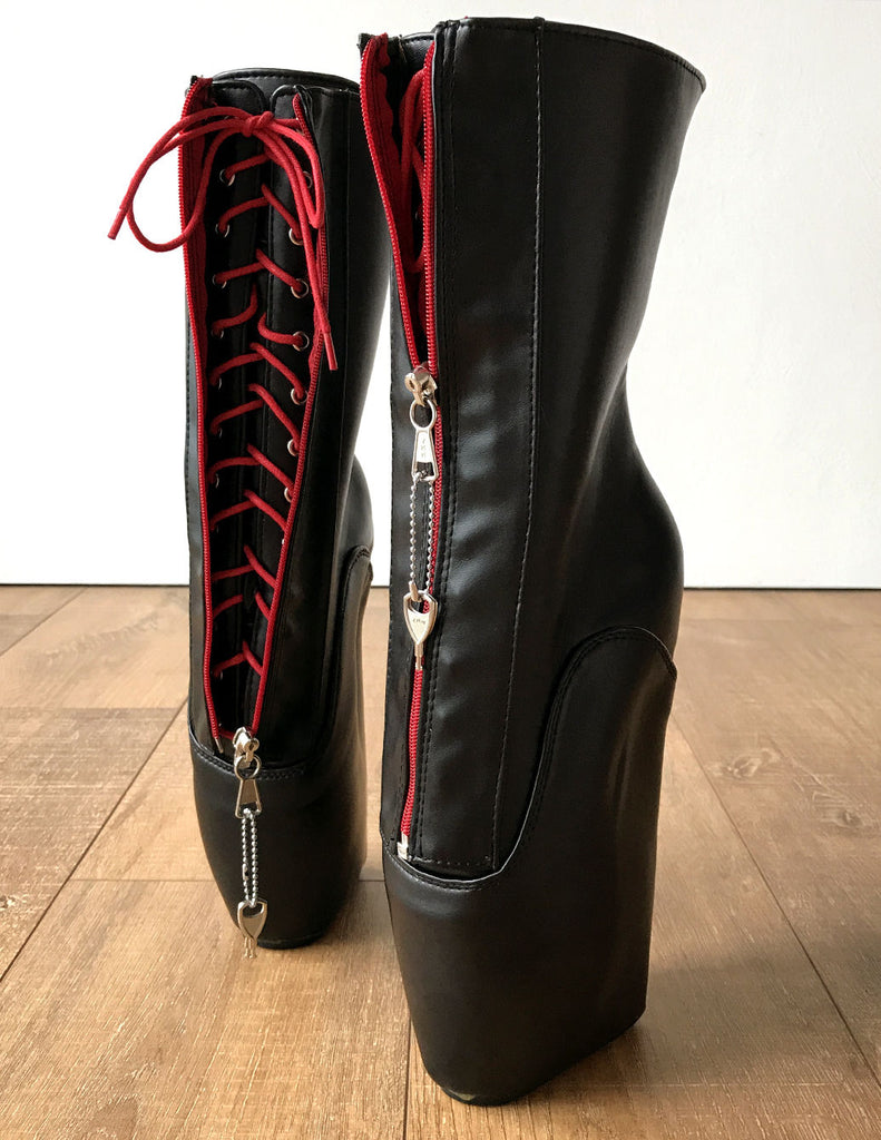 RTBU TABOO Red Lockable Zip Ballet Hidden Red Lace Wedge Fetish Submis ...