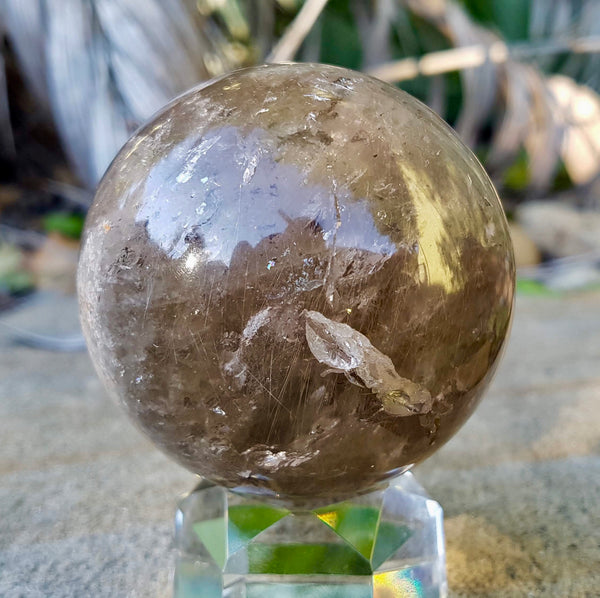 Smokey Rutilated Quartz Sphere - Willow Tree Soul Gifts - 6