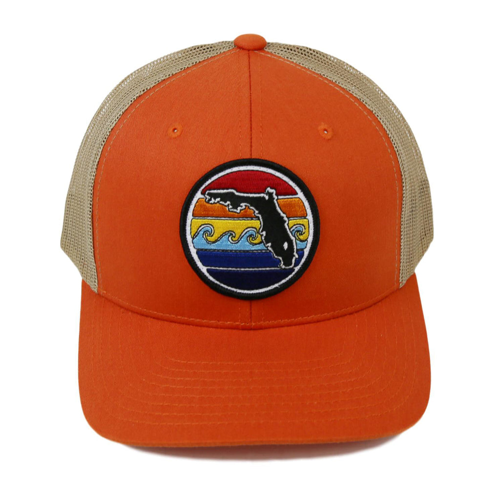 FLORIDA SUNSET YUPOONG TRUCKER HAT ORANGE Sunshine State®