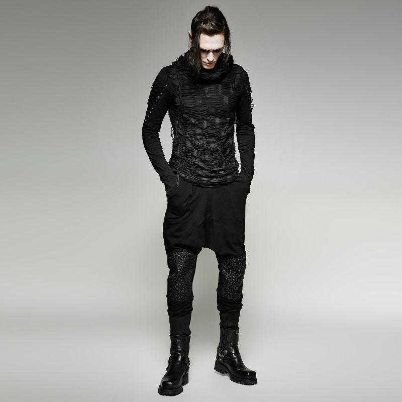 Punk Rock/Street Punk Black Long Sleeve Men's shirt with hood ...