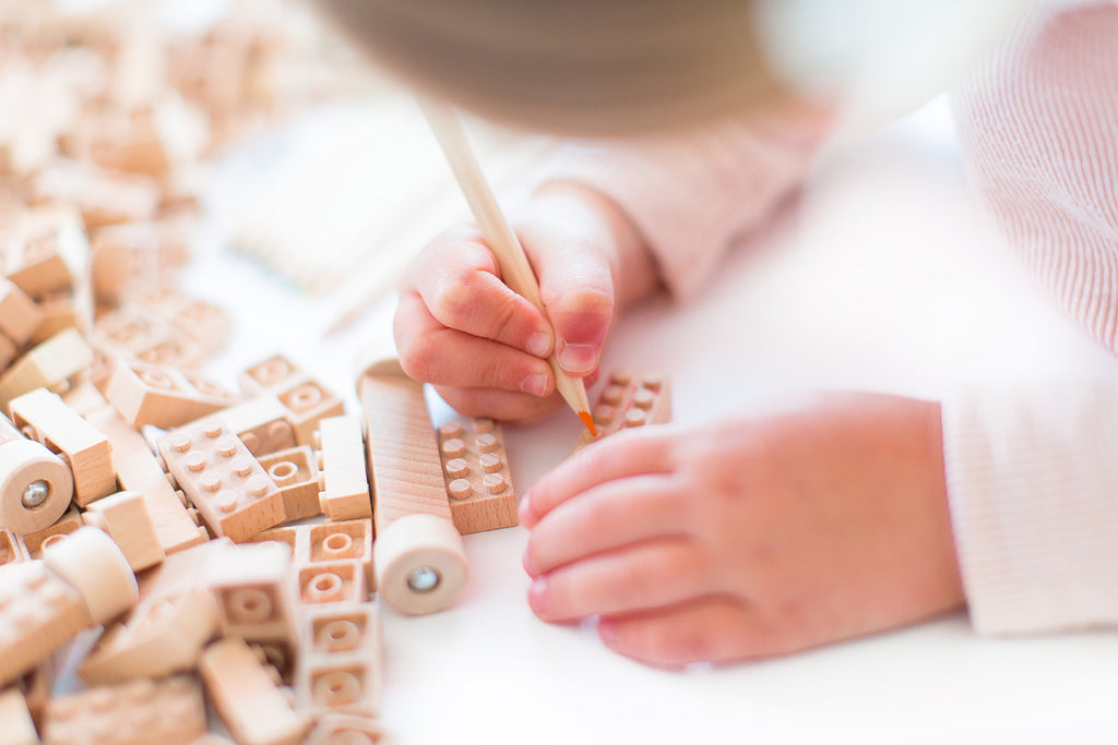 Build and Color with Wood Bricks compatible with Lego®