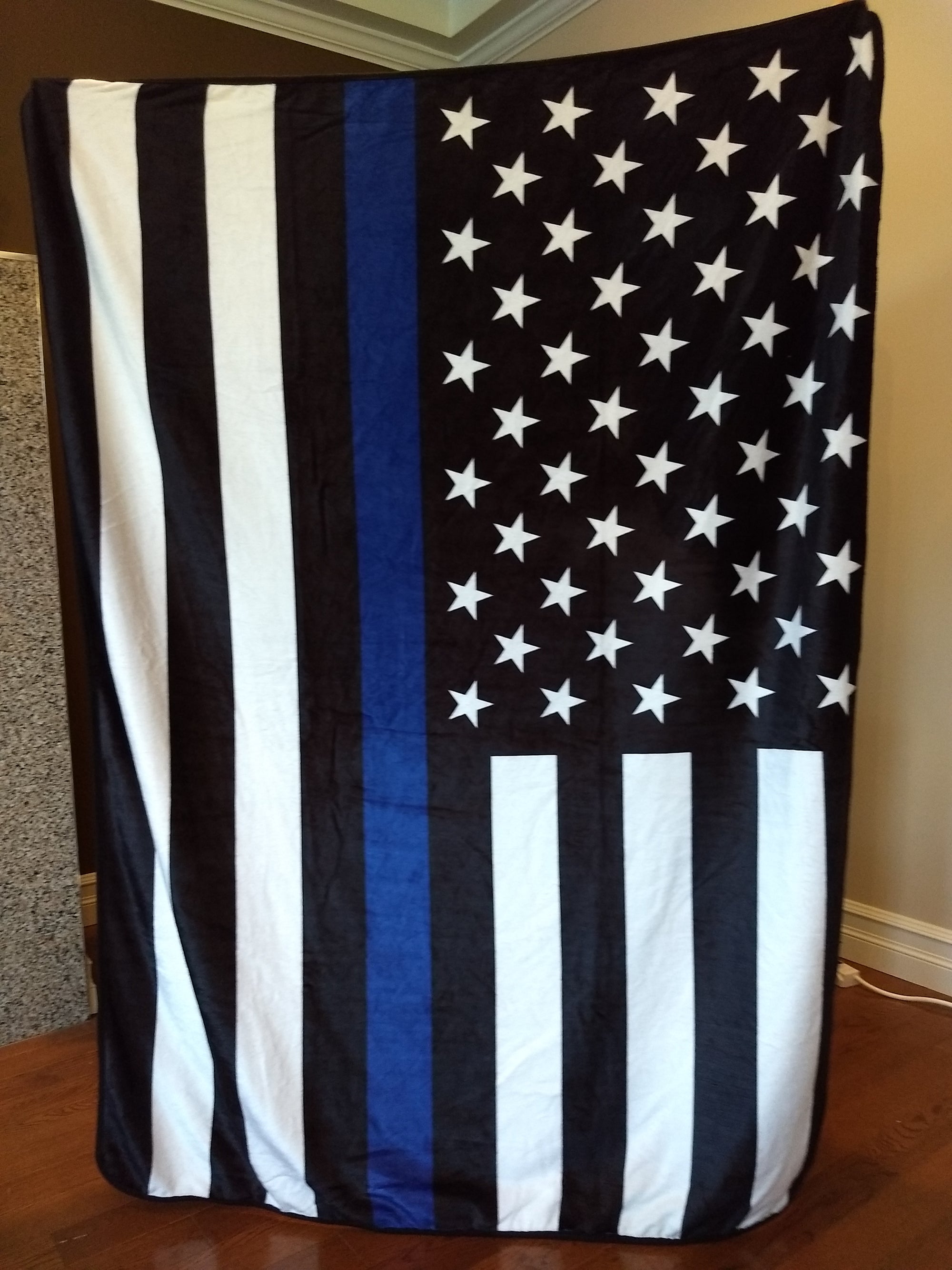 Thin Blue Line American Flag Throw Blanket Thin Blue Line Shop