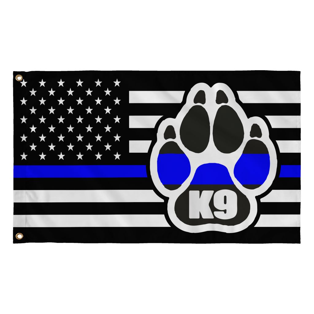 K9 Paw Thin Blue Line Flag - Thin Blue 