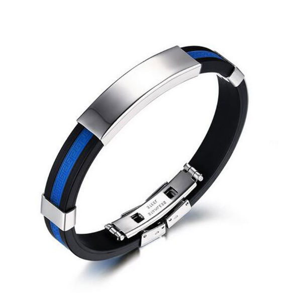 Thin Blue Line Silicone Bracelet with Running Stainless Steel Clasp ...