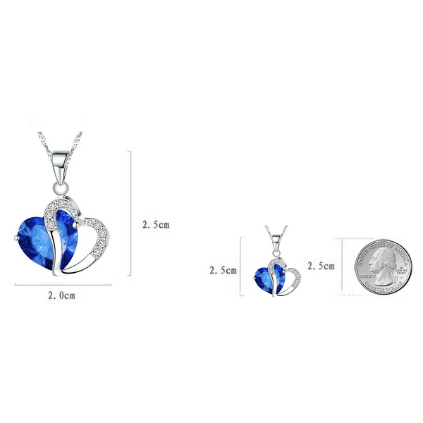 Double Heart Blue Stone Necklace - Thin Blue Line Shop
