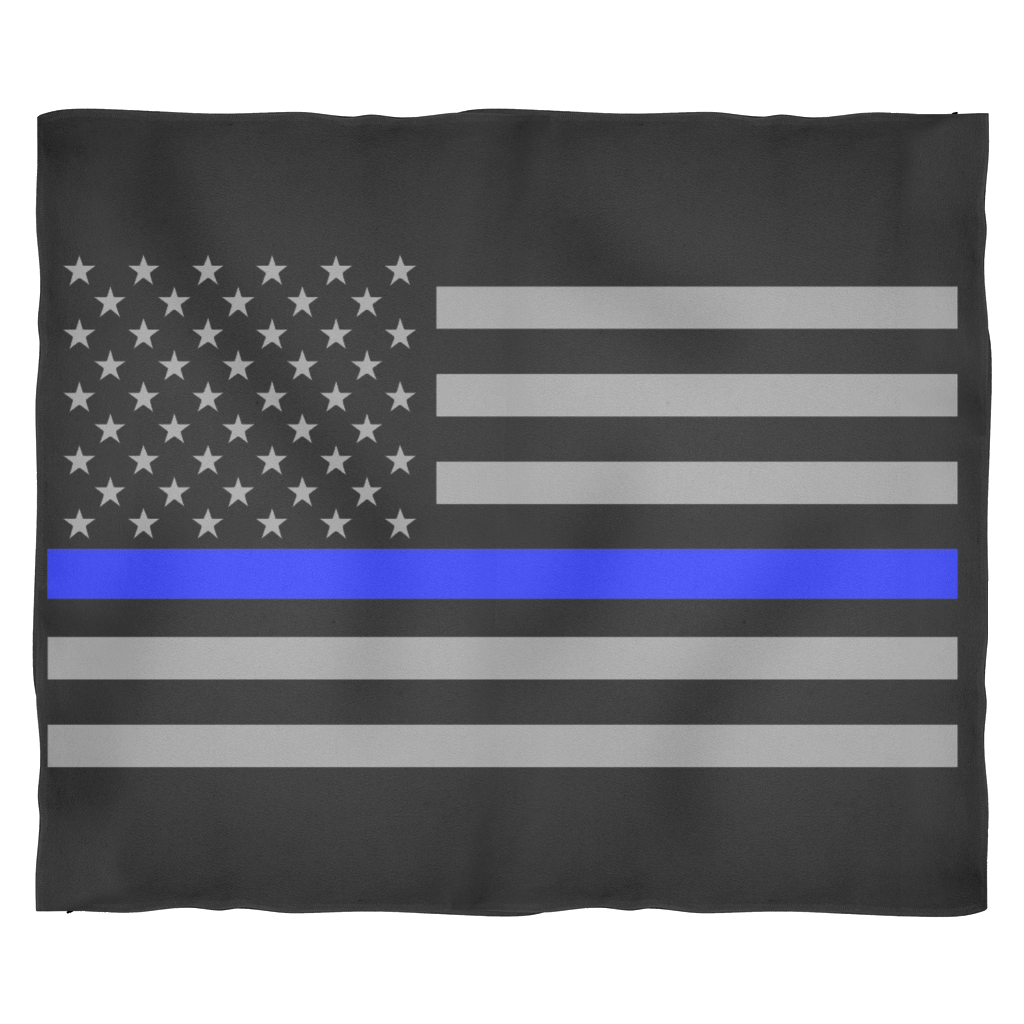 Police Officer Thin Blue Line American Flag Fleece Blanket Thin Blue Line Shop