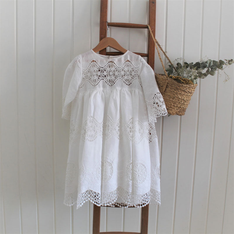 linen and lace dress