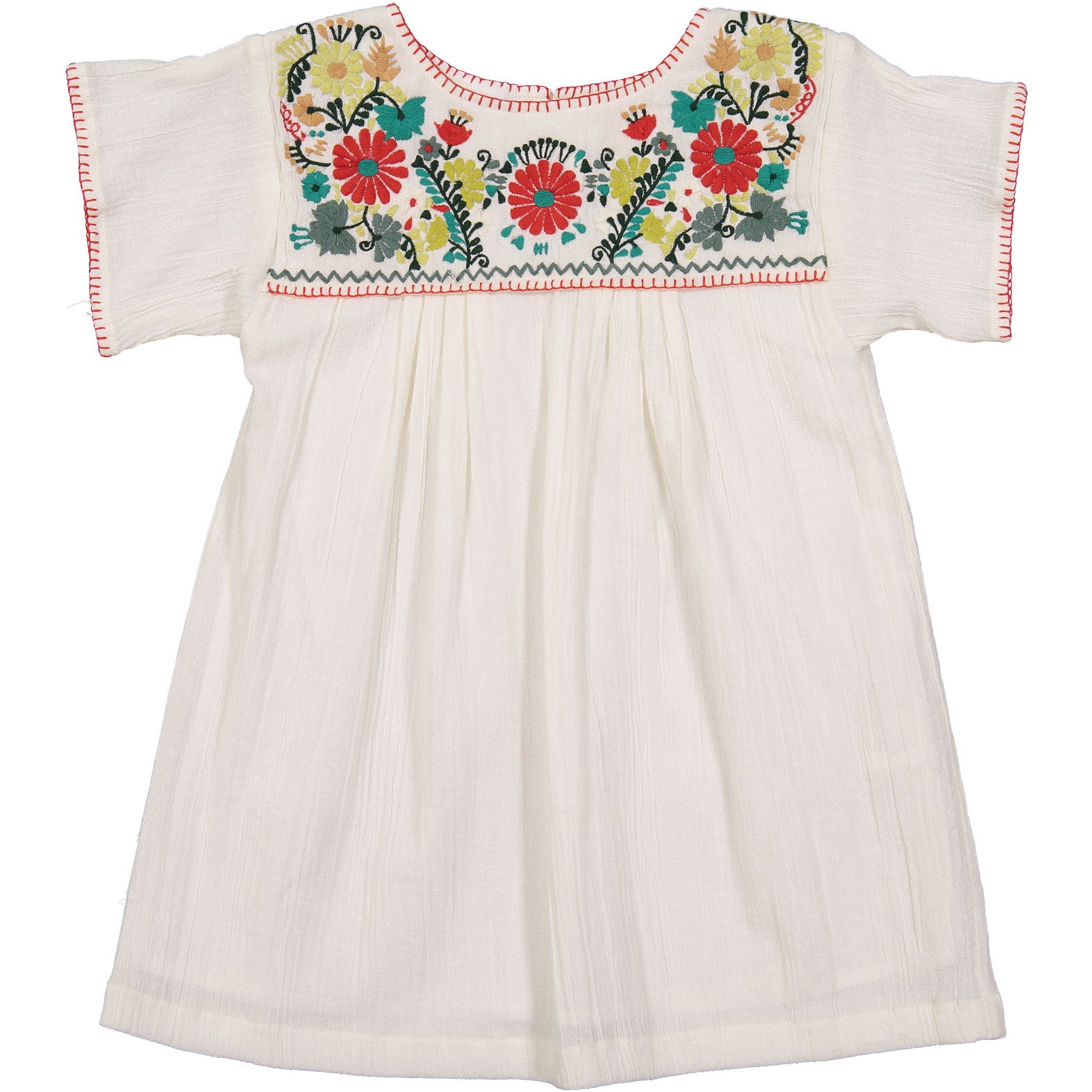 embroidered smock dress white