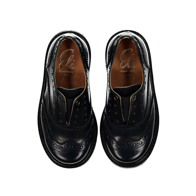 Papanatas Black Leather Chunky Oxfords 