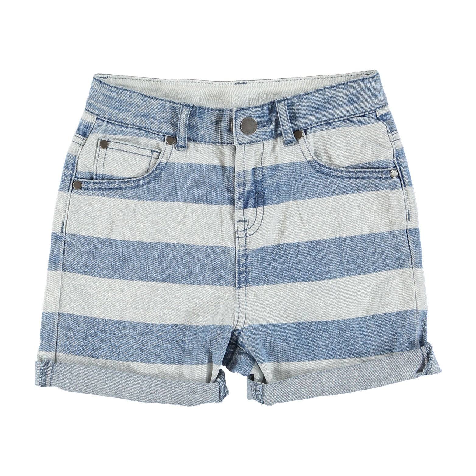 striped denim shorts