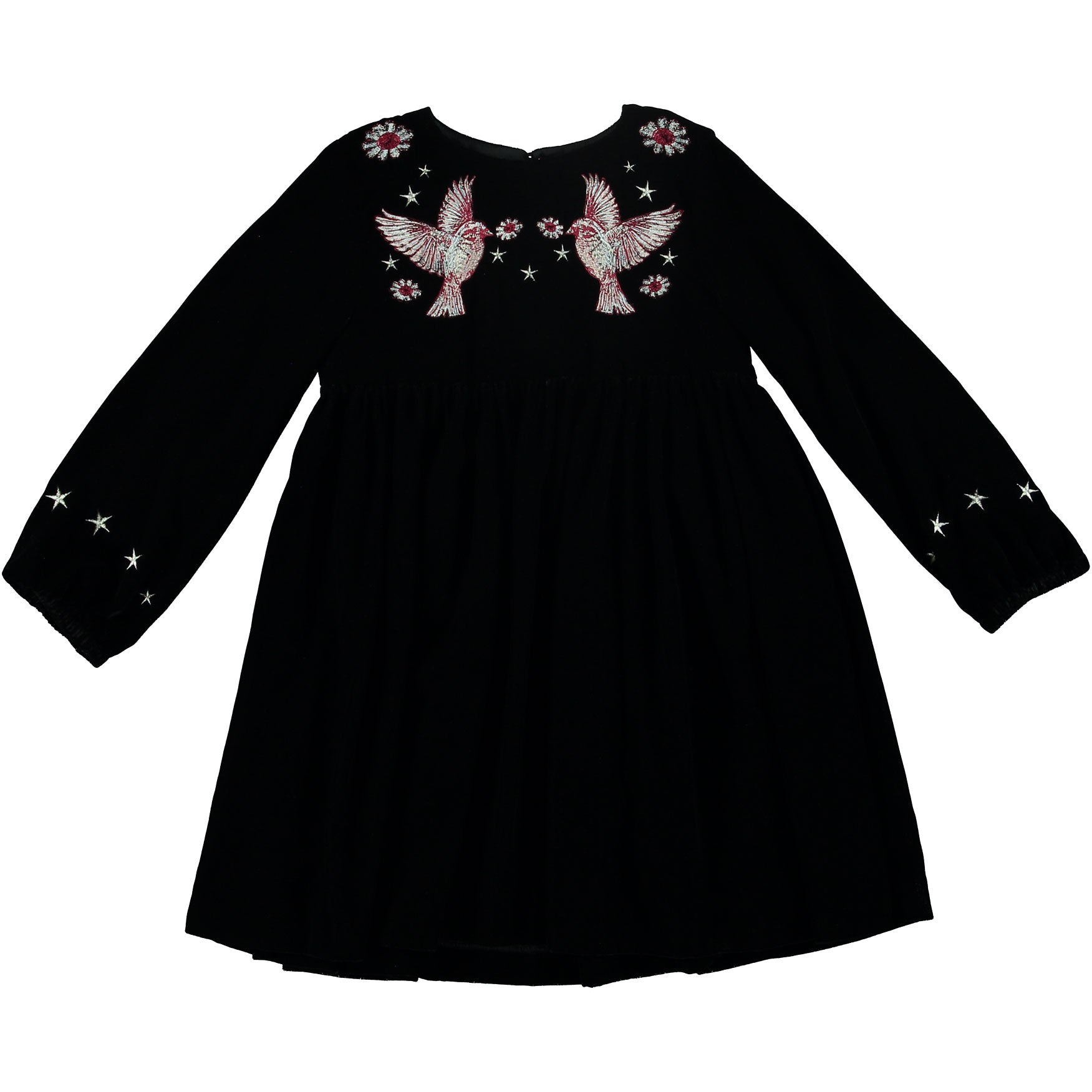 black velvet embroidered dress