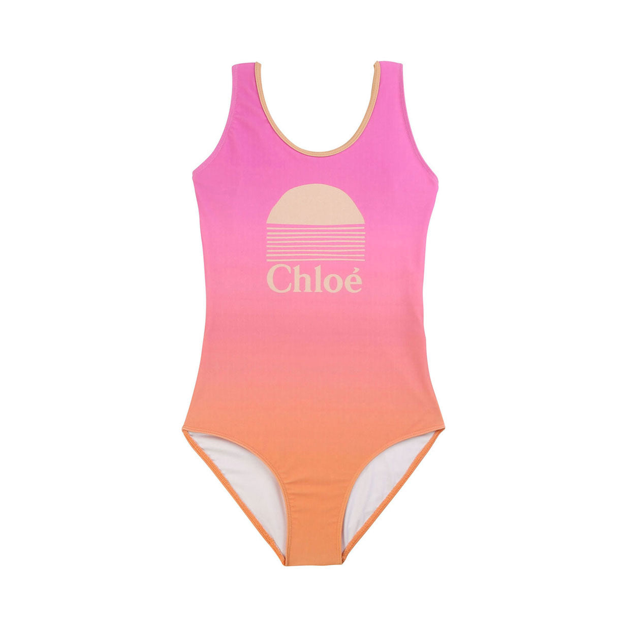 pink and orange one piece swimsuit