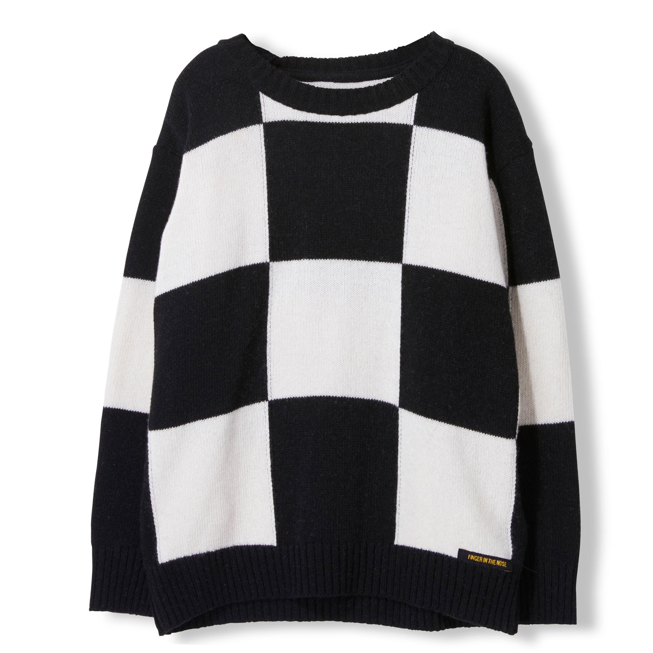 black and white checkered sweater