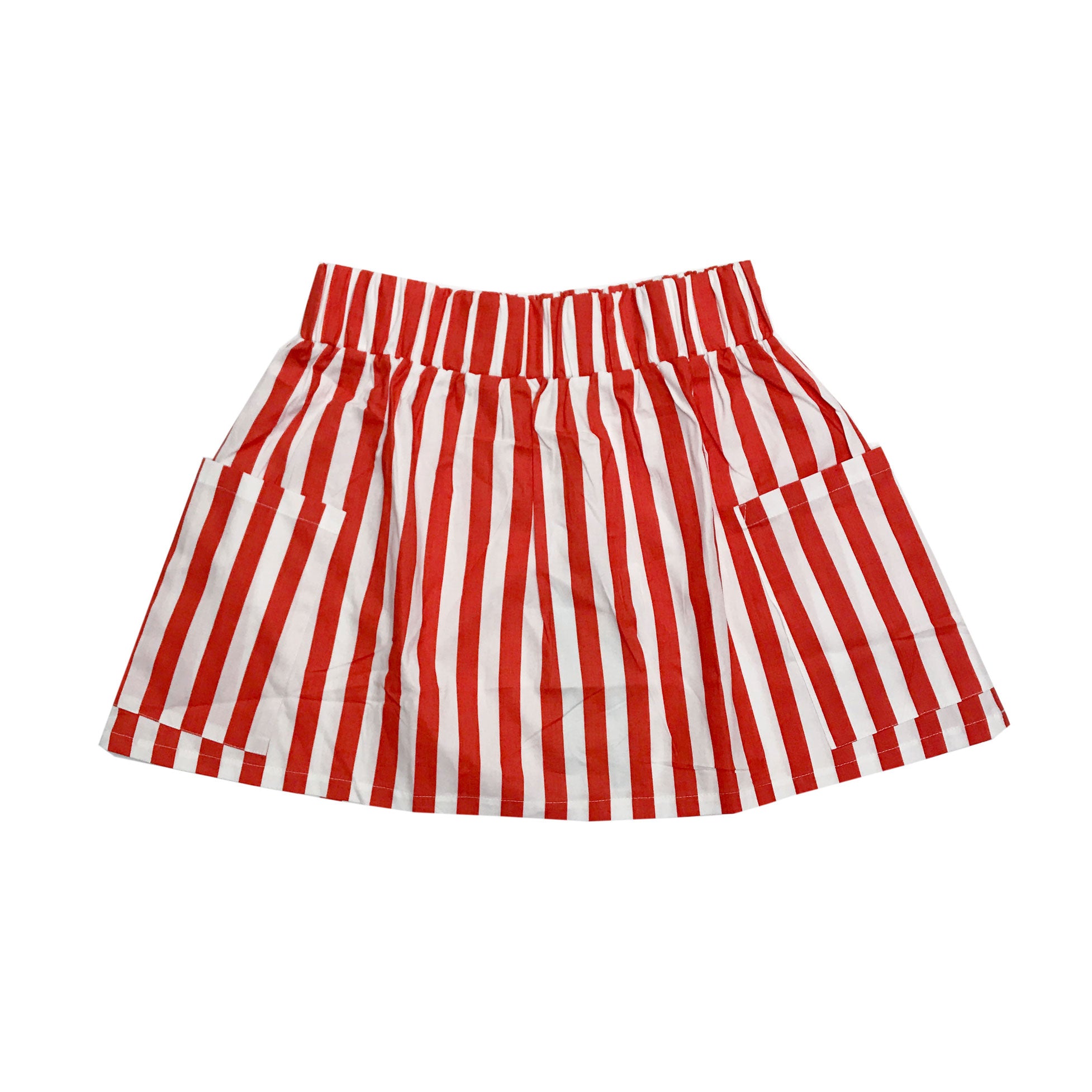 red and white striped skirt