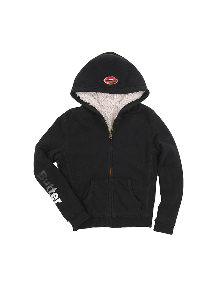 black fleece lined hoodie