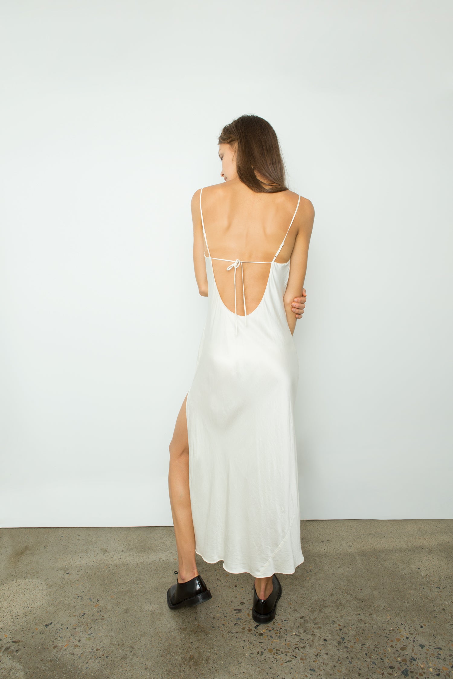 silk slip dress low back